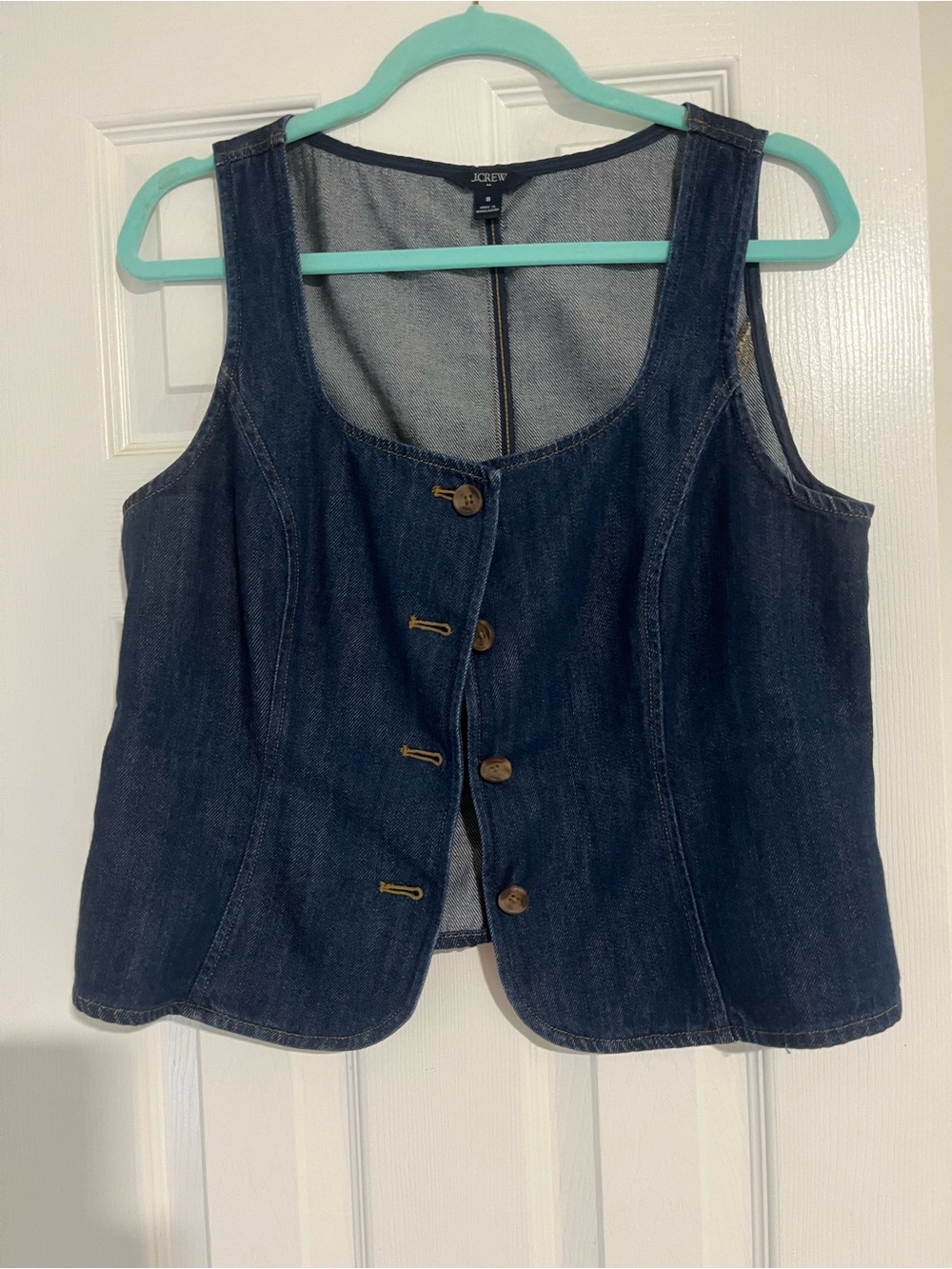 J. Crew Dark Blue Denim Button Front Sleeveless Vest